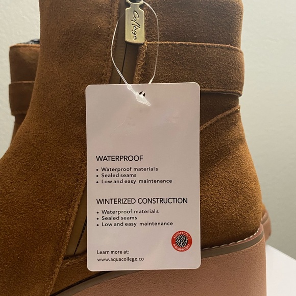 Aqua College Desiree Waterproof Booties in Cognac - NWT - Picture 8 of 10